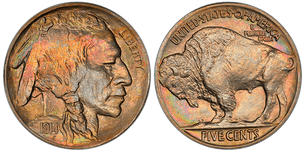 1914/3 example – a rare overdate variety highly sought after for its high buffalo nickel value.